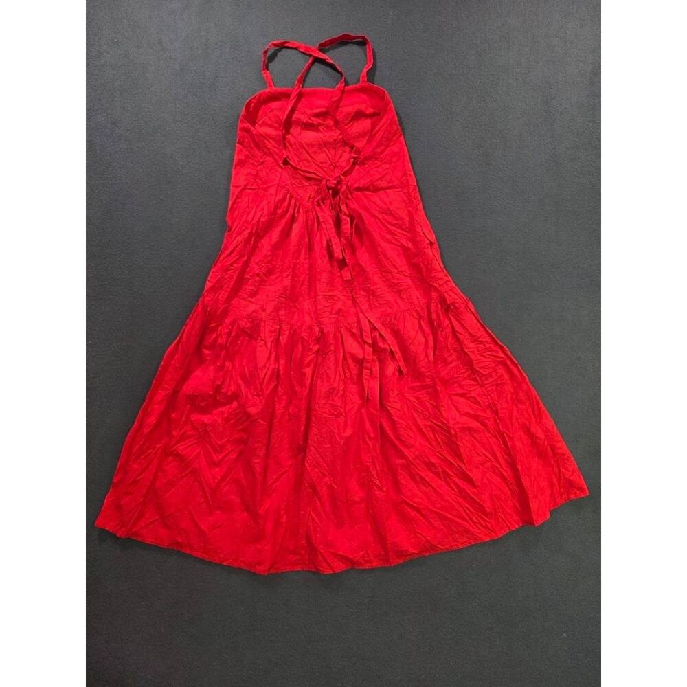 Everlane Midi Dress Womens The Pinafore Midi Dress In Red Fairy Cotton 0 A009484 - Picture 7 of 10